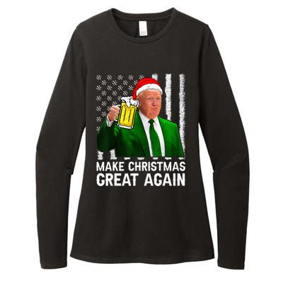 Make Christmas Great Again Beer Drinking Xmas Trump Womens CVC Long Sleeve Shirt