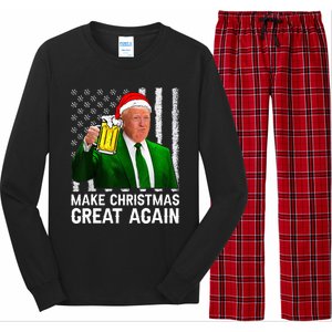 Make Christmas Great Again Beer Drinking Xmas Trump Long Sleeve Pajama Set