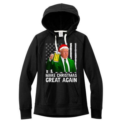 Make Christmas Great Again Beer Drinking Xmas Trump Women's Fleece Hoodie