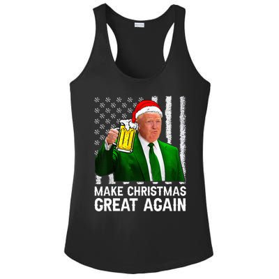 Make Christmas Great Again Beer Drinking Xmas Trump Ladies PosiCharge Competitor Racerback Tank