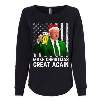 Make Christmas Great Again Beer Drinking Xmas Trump Womens California Wash Sweatshirt