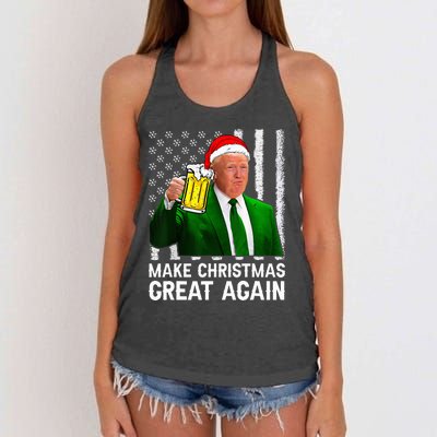 Make Christmas Great Again Beer Drinking Xmas Trump Women's Knotted Racerback Tank