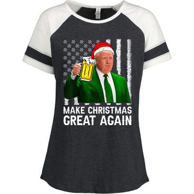 Make Christmas Great Again Beer Drinking Xmas Trump Enza Ladies Jersey Colorblock Tee