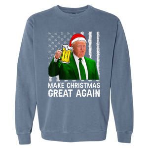 Make Christmas Great Again Beer Drinking Xmas Trump Garment-Dyed Sweatshirt