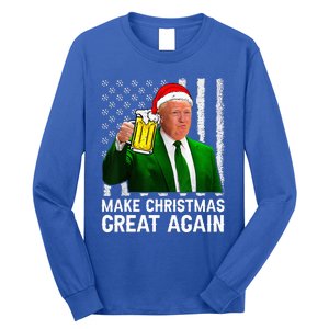 Make Christmas Great Again Beer Drinking Xmas Trump Long Sleeve Shirt