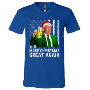 Make Christmas Great Again Beer Drinking Xmas Trump V-Neck T-Shirt