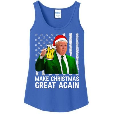 Make Christmas Great Again Beer Drinking Xmas Trump Ladies Essential Tank