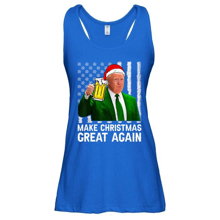 Make Christmas Great Again Beer Drinking Xmas Trump Ladies Essential Flowy Tank