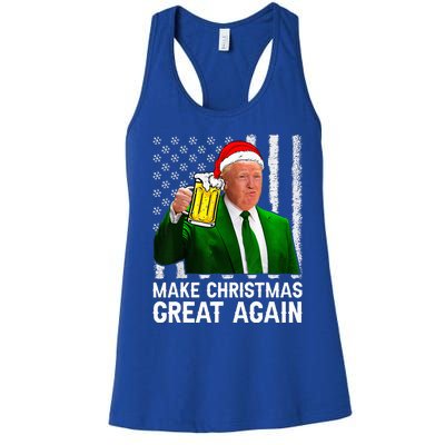 Make Christmas Great Again Beer Drinking Xmas Trump Women's Racerback Tank