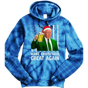 Make Christmas Great Again Beer Drinking Xmas Trump Tie Dye Hoodie