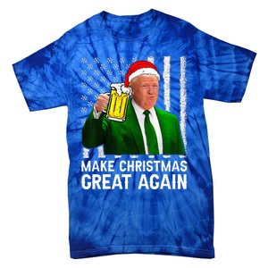 Make Christmas Great Again Beer Drinking Xmas Trump Tie-Dye T-Shirt