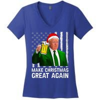 Make Christmas Great Again Beer Drinking Xmas Trump Women's V-Neck T-Shirt