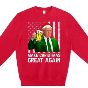 Make Christmas Great Again Beer Drinking Xmas Trump Premium Crewneck Sweatshirt