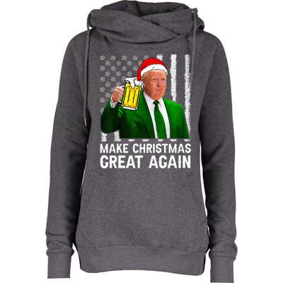 Make Christmas Great Again Beer Drinking Xmas Trump Womens Funnel Neck Pullover Hood