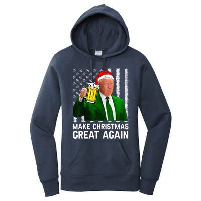 Make Christmas Great Again Beer Drinking Xmas Trump Women's Pullover Hoodie