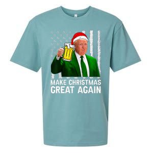 Make Christmas Great Again Beer Drinking Xmas Trump Sueded Cloud Jersey T-Shirt