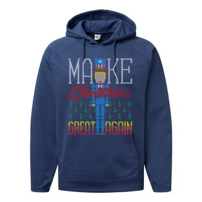 Make Christmas Great Again Trump Usa Ugly Christmas Great Gift Performance Fleece Hoodie