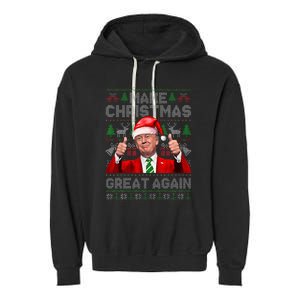 Make Christmas Great Again Funny Trump Xmas Snow Pajama Ugly Garment-Dyed Fleece Hoodie