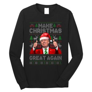 Make Christmas Great Again Funny Trump Xmas Snow Pajama Ugly Long Sleeve Shirt