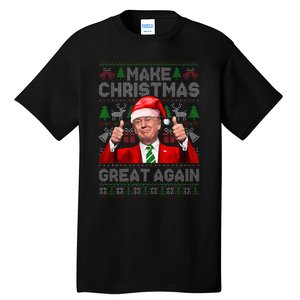 Make Christmas Great Again Funny Trump Xmas Snow Pajama Ugly Tall T-Shirt