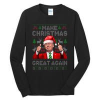 Make Christmas Great Again Funny Trump Xmas Snow Pajama Ugly Tall Long Sleeve T-Shirt