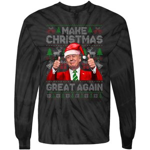 Make Christmas Great Again Funny Trump Xmas Snow Pajama Ugly Tie-Dye Long Sleeve Shirt