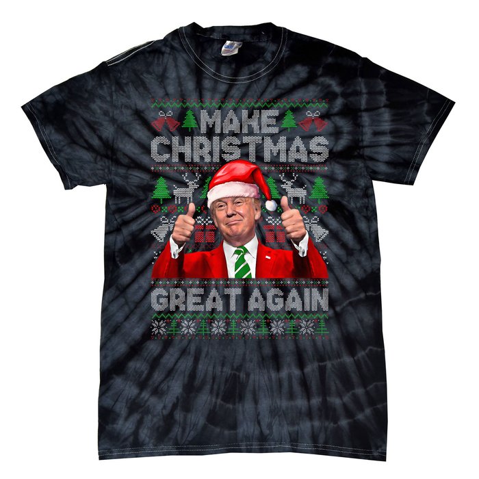 Make Christmas Great Again Funny Trump Xmas Snow Pajama Ugly Tie-Dye T-Shirt