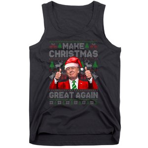 Make Christmas Great Again Funny Trump Xmas Snow Pajama Ugly Tank Top