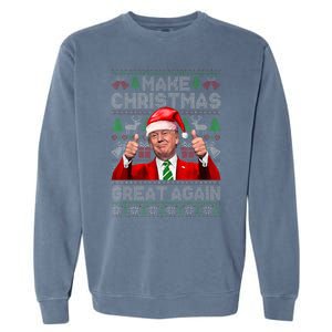 Make Christmas Great Again Funny Trump Xmas Snow Pajama Ugly Garment-Dyed Sweatshirt