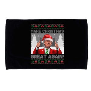 Make Christmas Great Again Funny Trump Pajamas Ugly Sweater Microfiber Hand Towel