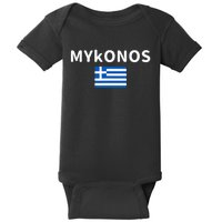 Mykonos City Greece Greek Flag Print Baby Bodysuit