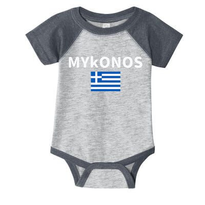 Mykonos City Greece Greek Flag Print Infant Baby Jersey Bodysuit