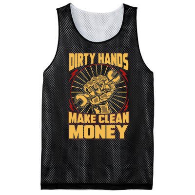 Mechanic Car Guy Dirty Hands Make Clean Money Mesh Reversible Basketball Jersey Tank