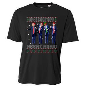 Make Christmas Great Again Ugly Sweaters Trump Dance Santa Cooling Performance Crew T-Shirt