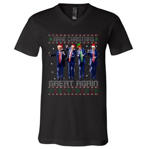 Make Christmas Great Again Ugly Sweaters Trump Dance Santa V-Neck T-Shirt