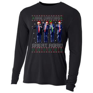 Make Christmas Great Again Ugly Sweaters Trump Dance Santa Cooling Performance Long Sleeve Crew