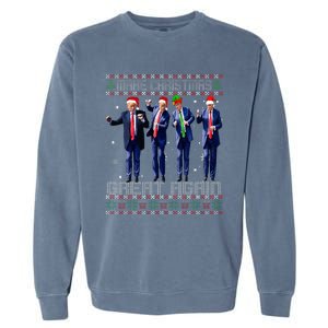 Make Christmas Great Again Ugly Sweaters Trump Dance Santa Garment-Dyed Sweatshirt