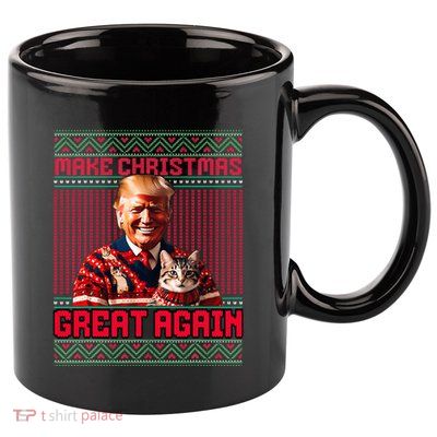 Make Christmas Great Again Xmas Funny Trump Pajamas Ugly 11oz C Handle Ceramic Mug