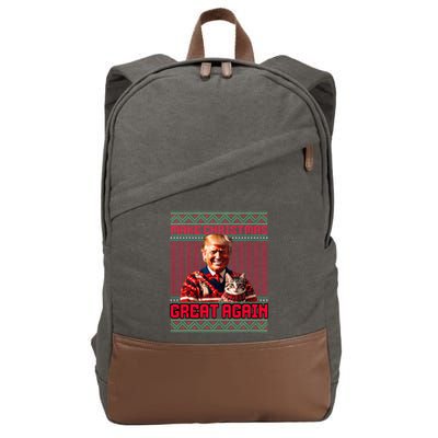 Make Christmas Great Again Xmas Funny Trump Pajamas Ugly Cotton Canvas Backpack