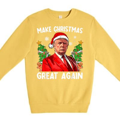 Make Christmas Great Again Funny Santa Trump 2024 Premium Crewneck Sweatshirt