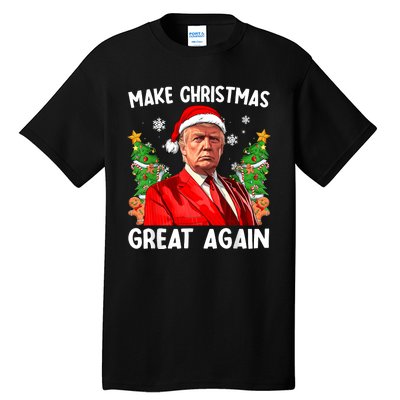 Make Christmas Great Again Funny Santa Trump 2024 Tall T-Shirt