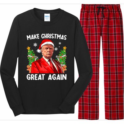 Make Christmas Great Again Funny Santa Trump 2024 Long Sleeve Pajama Set