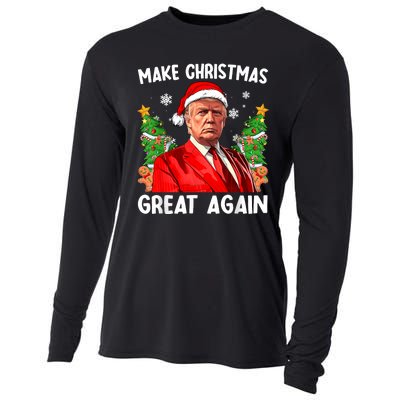 Make Christmas Great Again Funny Santa Trump 2024 Cooling Performance Long Sleeve Crew