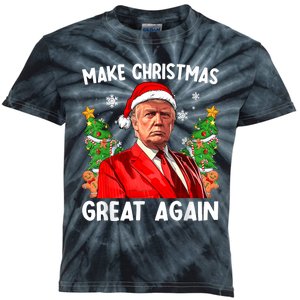 Make Christmas Great Again Funny Santa Trump 2024 Kids Tie-Dye T-Shirt