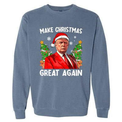 Make Christmas Great Again Funny Santa Trump 2024 Garment-Dyed Sweatshirt