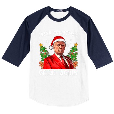 Make Christmas Great Again Funny Santa Trump 2024 Baseball Sleeve Shirt