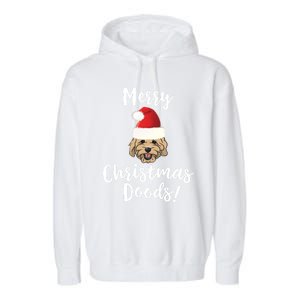 Merry Christmas Goldendoodle Funny Dog Garment-Dyed Fleece Hoodie