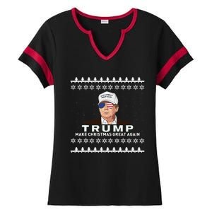 Make Christmas Great Again Trump Xmas Funny 2024 Ladies Halftime Notch Neck Tee