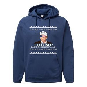 Make Christmas Great Again Trump Xmas Funny 2024 Performance Fleece Hoodie