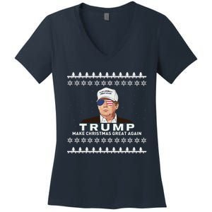 Make Christmas Great Again Trump Xmas Funny 2024 Women's V-Neck T-Shirt